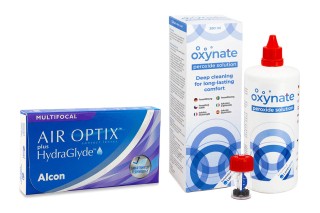 Air Optix Plus Hydraglyde Multifocal (3 Linsen) + Oxynate Peroxide 380 ml mit Behälter