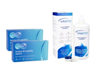 Lenjoy Bi-weekly Aqua+ (12 Linsen) + Vantio Multi-Purpose 360 ml mit Behälter