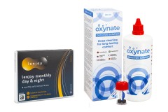 Lenjoy Monthly Day & Night (3 Linsen) + Oxynate Peroxide 380 ml mit Behälter