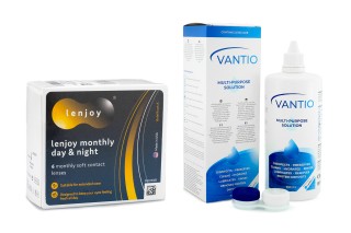 Lenjoy Monthly Day & Night (6 Linsen) + Vantio Multi-Purpose 360 ml mit Behälter